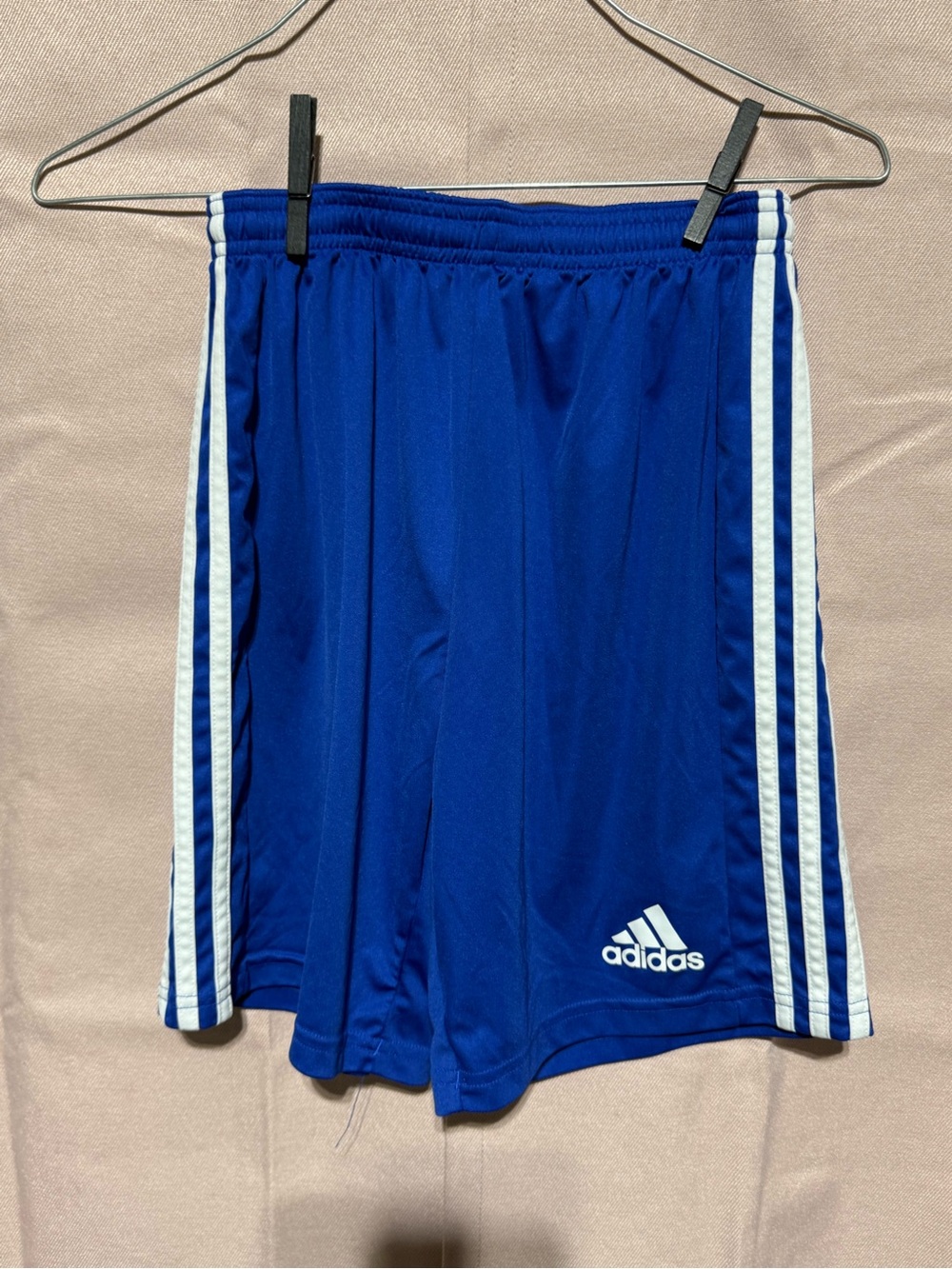 adidas Royal Blue Kids Athletic Shorts with White Stripes